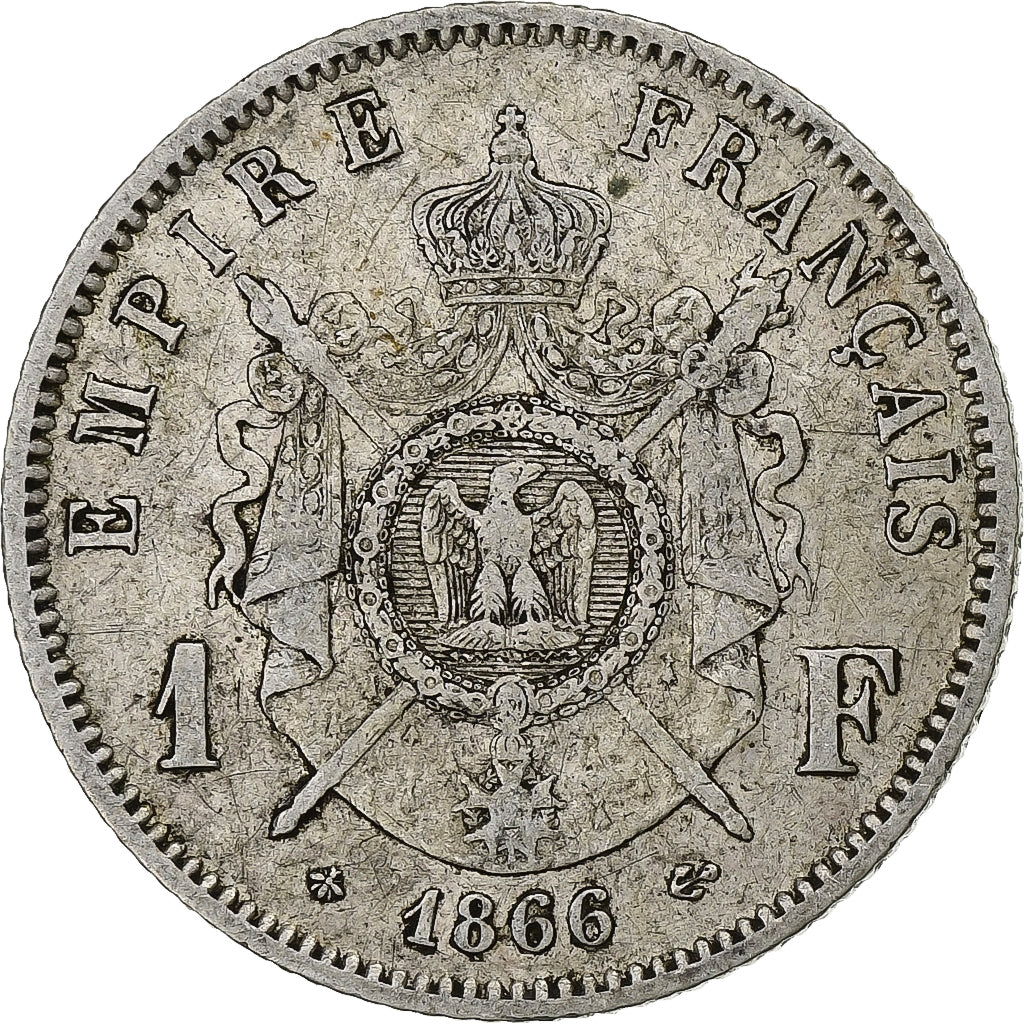 Monnaie, France, Napoleon III, Franc, 1866, Paris, TB+, Argent, KM:806.1, Le