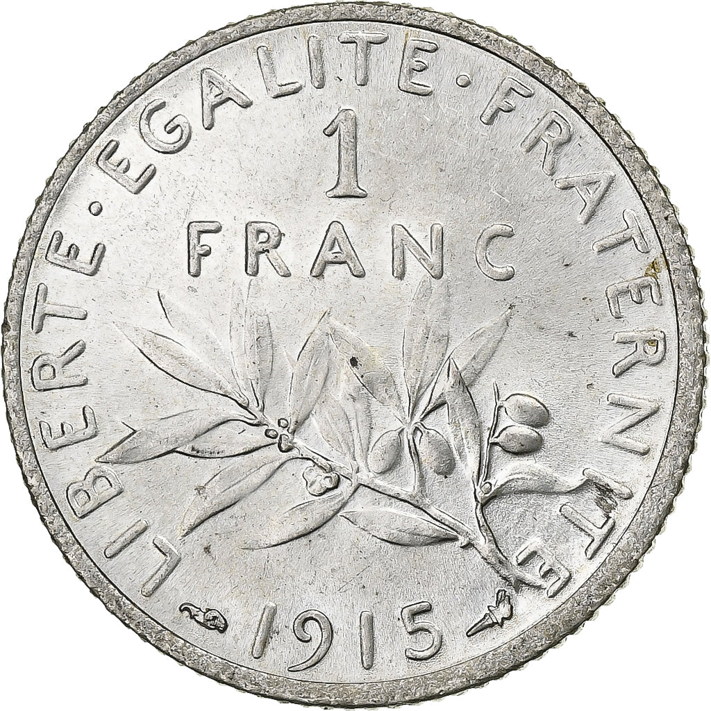 Moeda, França, Semeuse, Franc, 1915, Paris, MS(63), Prata, KM:844.1