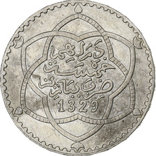 Coin, Morocco, 'Abd al-Hafiz, 1/2 Rial, 5 Dirhams, 1911/AH1329, bi-Bariz, Paris