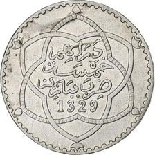 Coin, Morocco, 'Abd al-Hafiz, 1/2 Rial, 5 Dirhams, 1911/AH1329, bi-Bariz, Paris