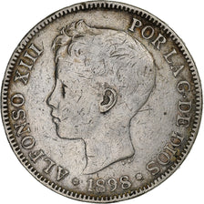 Coin, Spain, Alfonso XIII, 5 Pesetas, 1898, Valencia, VF(30-35), Silver, KM:707