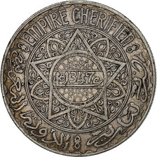 Coin, Morocco, Mohammed V, 20 Francs, 1347, Paris, AU(50-53), Silver, KM:39