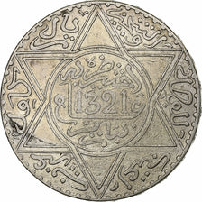 Morocco, 'Abd al-Aziz, Rial, 10 Dirhams, 1903, Paris, EF(40-45), Silver
