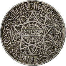 Morocco, Mohammed V, 20 Francs, 1347, Paris, Silver, EF(40-45), KM:39