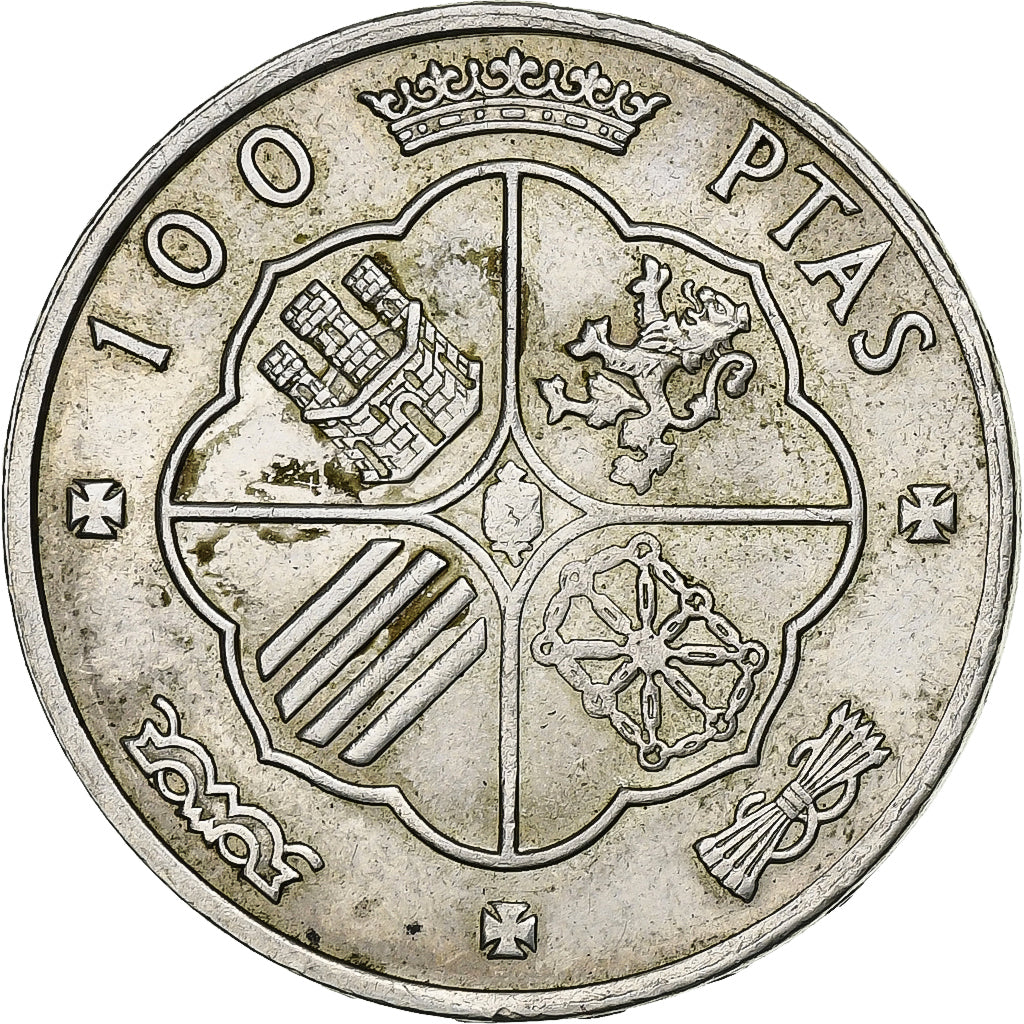 Spain, Caudillo and regent, 100 Pesetas, 1966, AU(50-53), Silver, KM:797