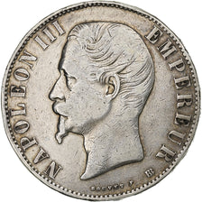 Moeda, França, Napoleon III, Napoléon III, 5 Francs, 1856, Strasbourg