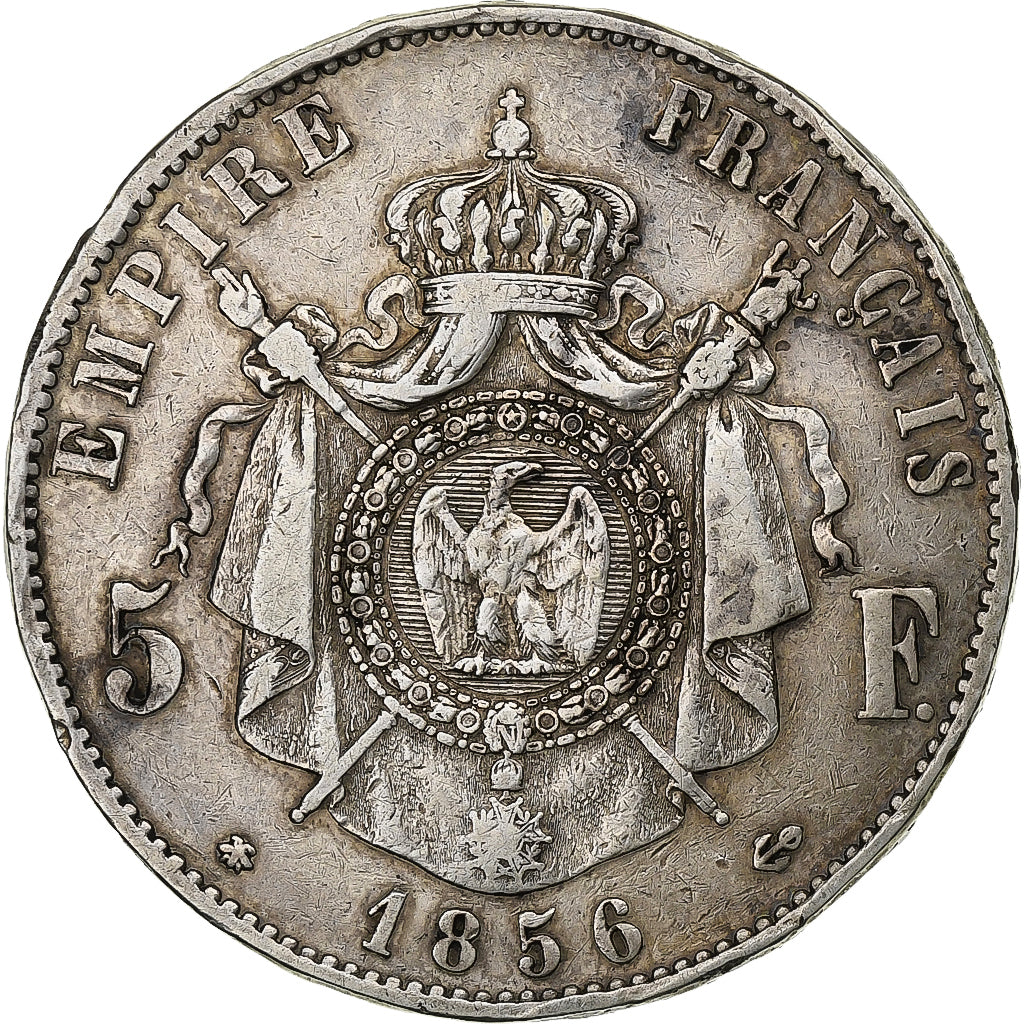 Moeda, França, Napoleon III, Napoléon III, 5 Francs, 1856, Strasbourg