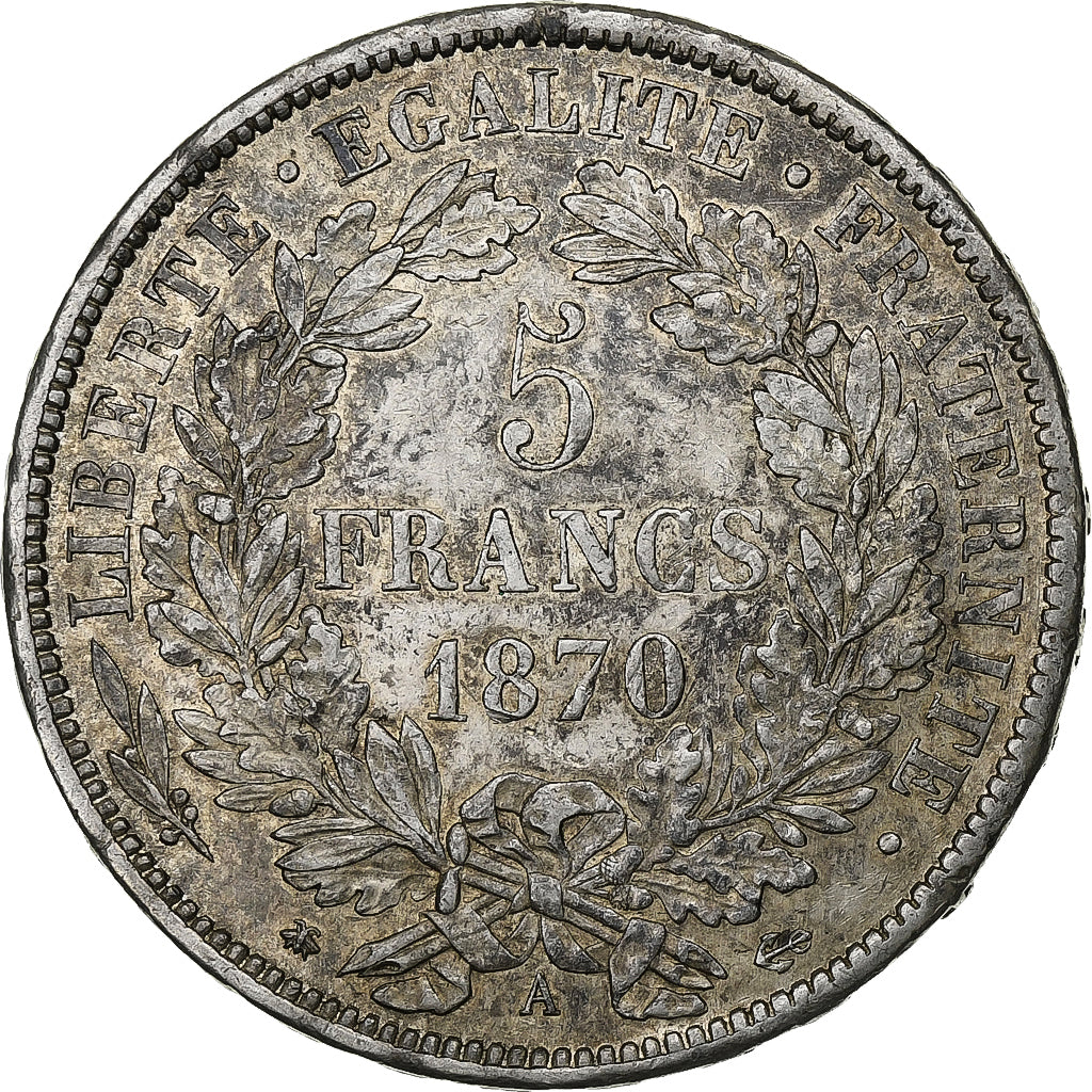 Monnaie, France, Cérès, 5 Francs, 1870, Paris, TTB, Argent, Gadoury:743