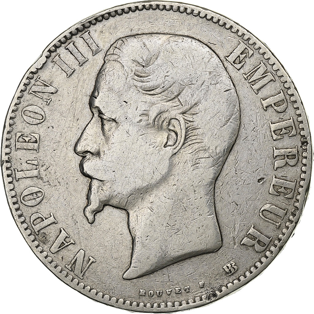 Monnaie, France, Napoleon III, 5 Francs, 1855, Strasbourg, TB, Argent
