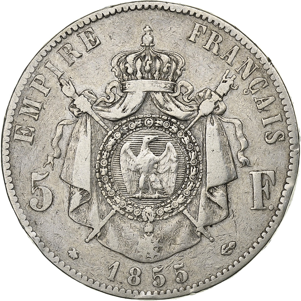 Monnaie, France, Napoleon III, 5 Francs, 1855, Strasbourg, TB, Argent