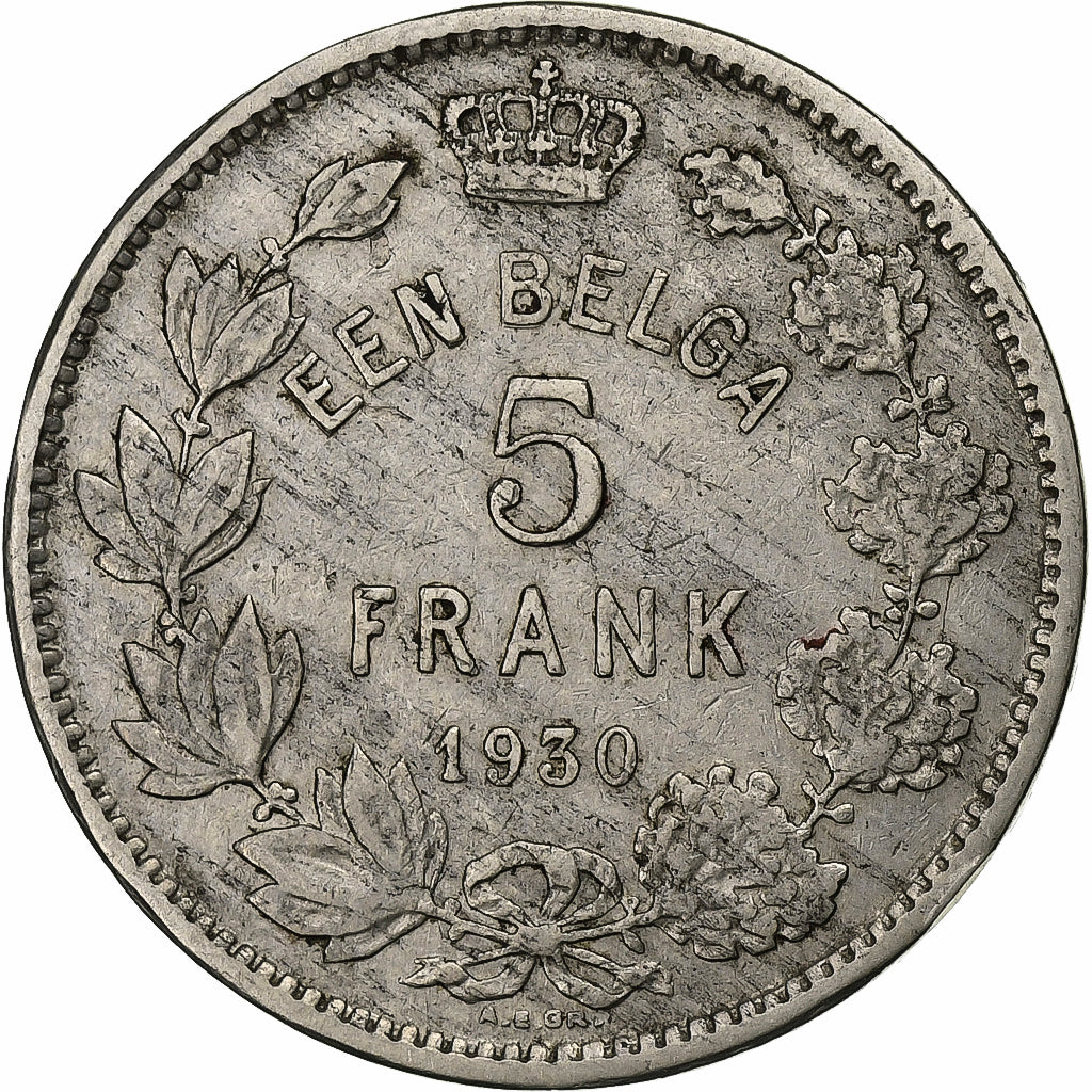 Belgique, 5 Francs, 5 Frank, 1930, Nickel, TTB+, KM:98