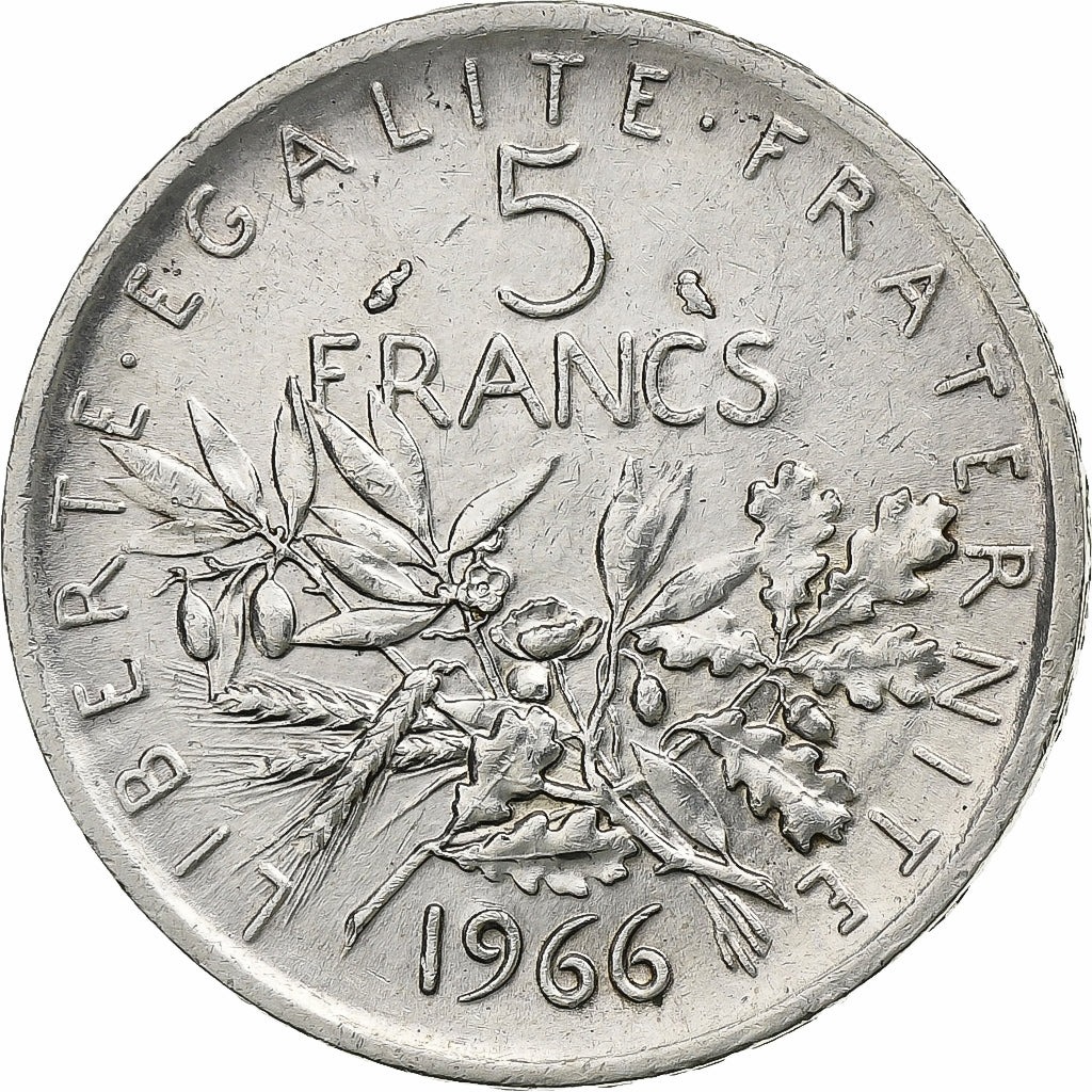 France, Semeuse, 5 Francs, 1966, Paris, AU(50-53), Silver, KM:926, Gadoury:770