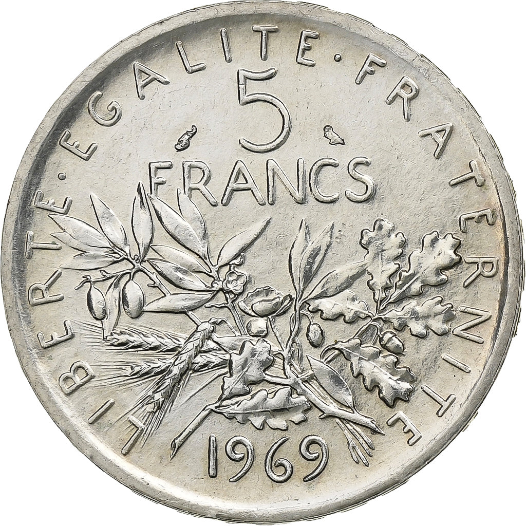 France, Semeuse, 5 Francs, 1969, Paris, MS(60-62), Silver, KM:926, Gadoury:770