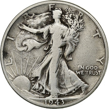 Estados Unidos, Walking Liberty Half Dollar, 1943, Denver, MBC, KM 142