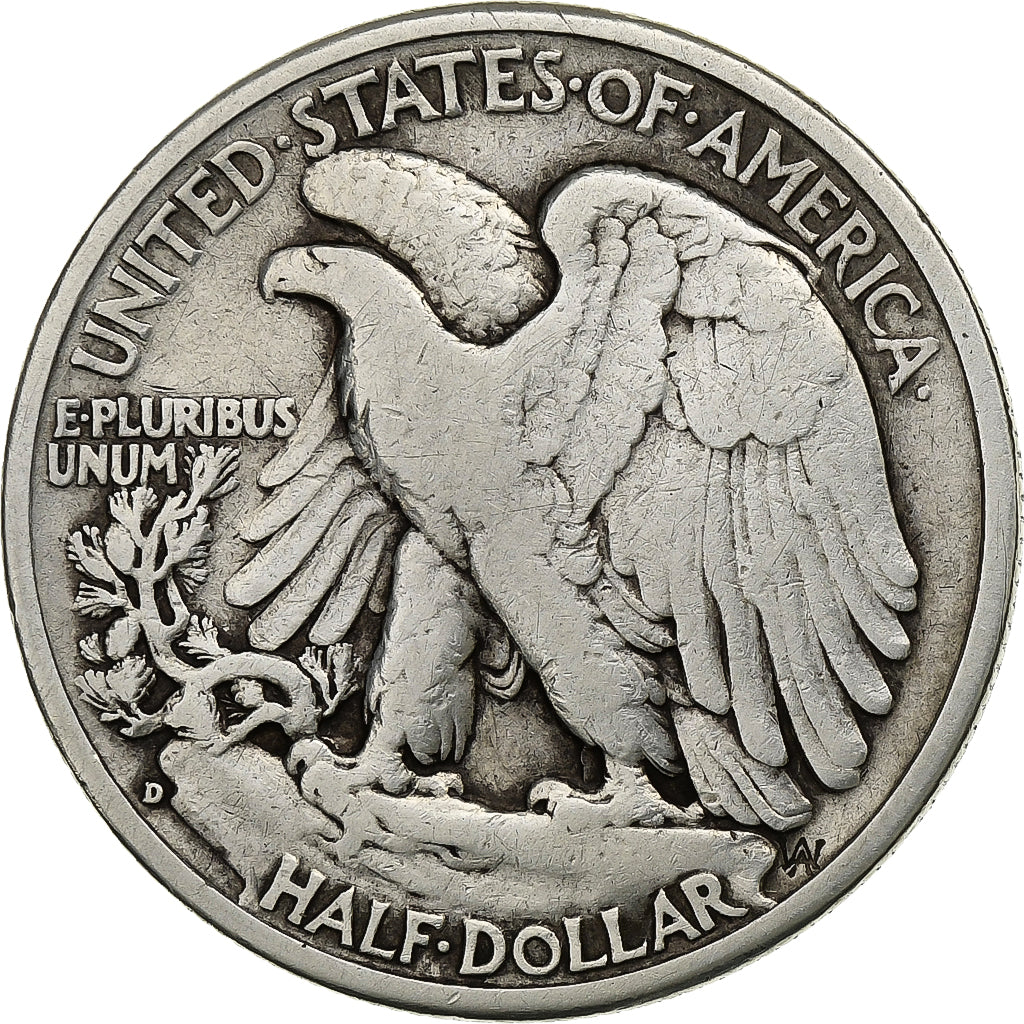 United States, Walking Liberty Half Dollar,1943, Denver, EF(40-45), KM 142