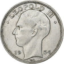 België, Leopold III, 20 Francs, 20 Frank, 1934, Brussels, Zilver, ZF+, KM:105