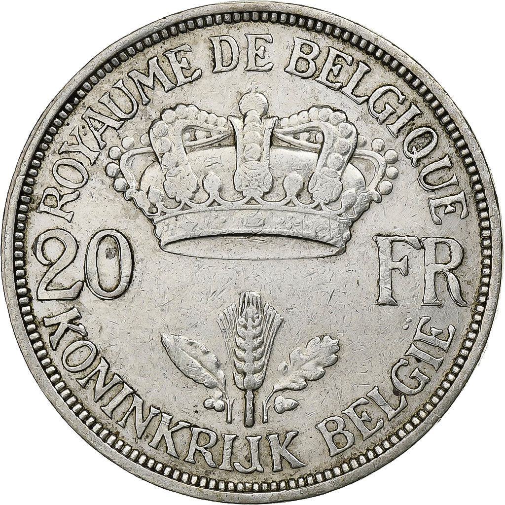 België, Leopold III, 20 Francs, 20 Frank, 1934, Brussels, Zilver, ZF+, KM:105