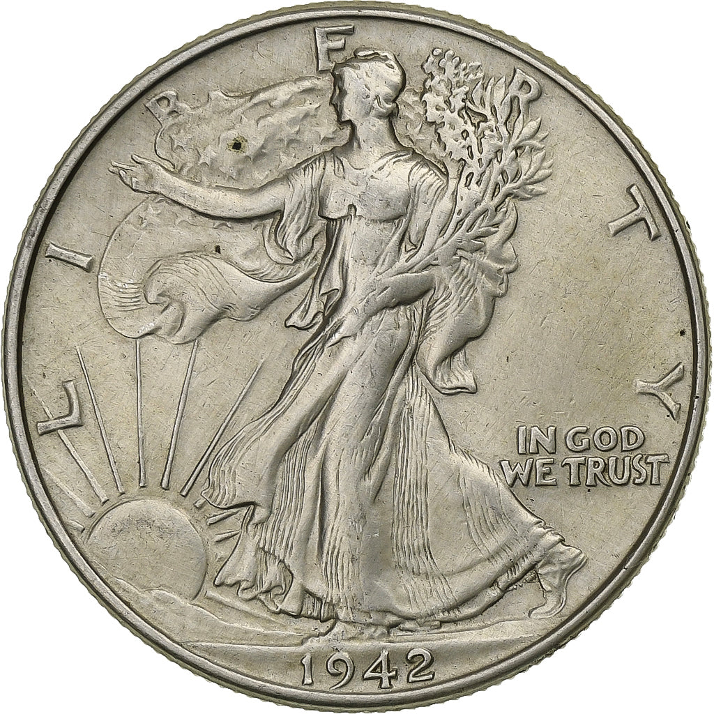 Stati Uniti, Half Dollar, Walking Liberty, 1942, Philadelphia, Argento, MB+