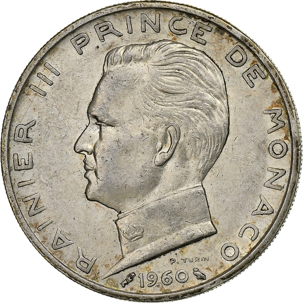 Monaco, Rainier III, 5 Francs, 1960, Argent, TTB, Gadoury:152, KM:141