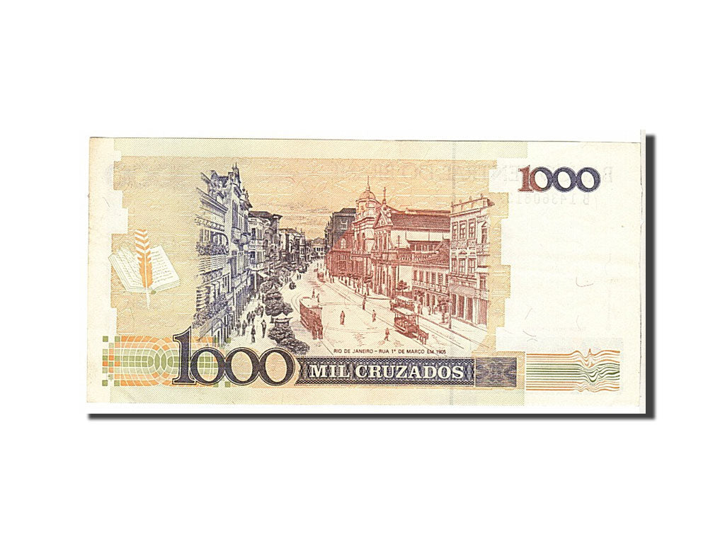 Banknote, Brazil, 1 Cruzado Novo on 1000 Cruzados, 1989, KM:216b, AU(50-53)