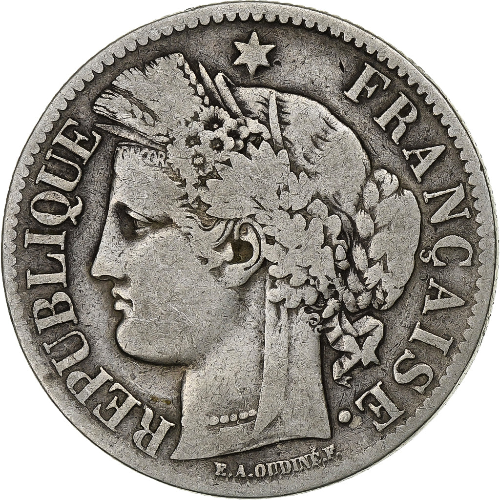 Coin, France, Cérès, 2 Francs, 1872, Bordeaux, VF(20-25), Silver, KM:817.2