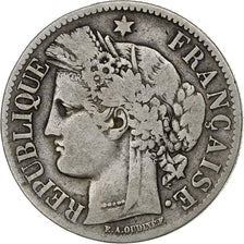 Coin, France, Cérès, 2 Francs, 1872, Bordeaux, VF(20-25), Silver, KM:817.2