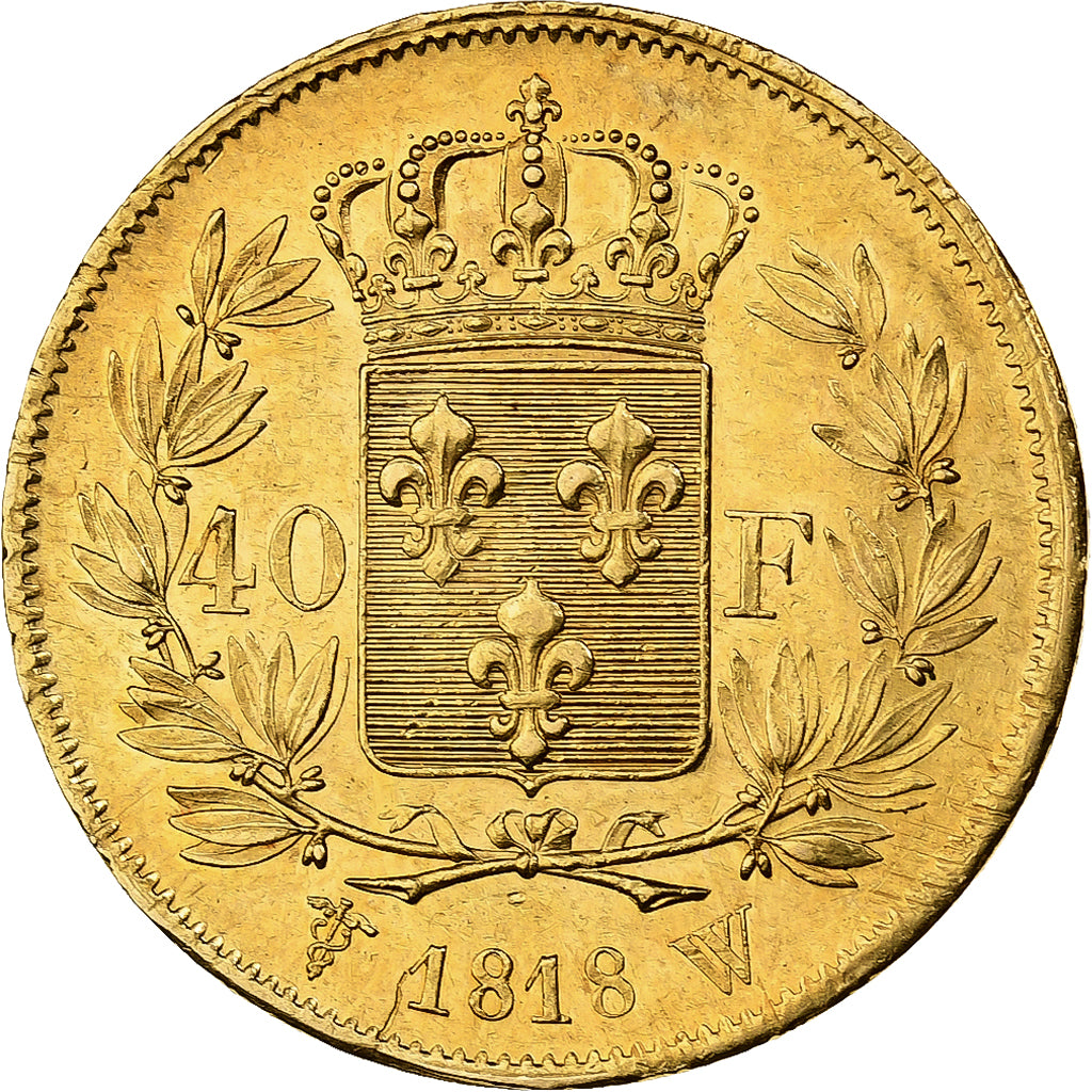 Louis XVIII, 40 Francs or buste habillé, 1818 W, Lille, Gadoury 1092
