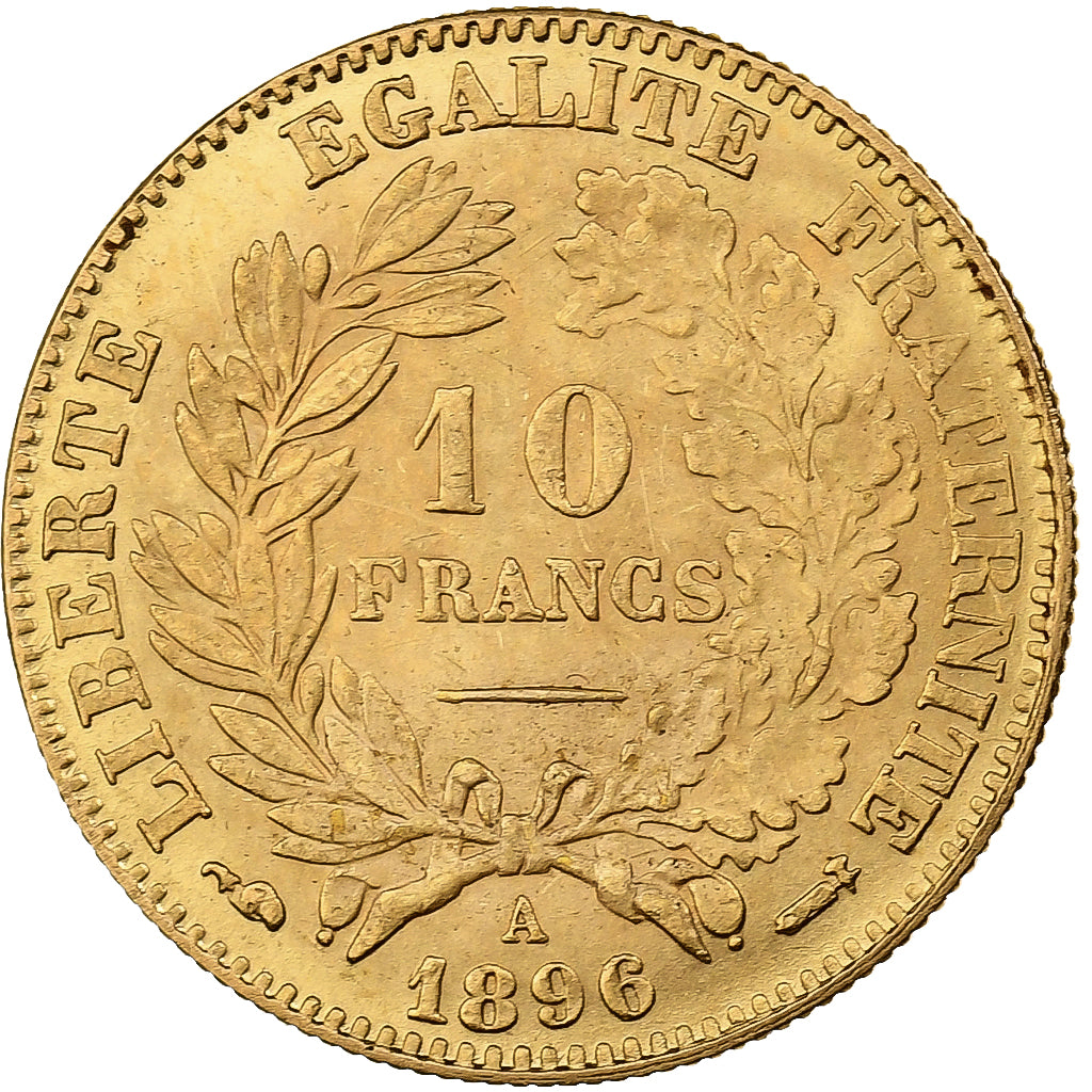 Monnaie, France, Cérès, 10 Francs, 1896, Paris, TTB+, Or, Gadoury:1016, KM:830