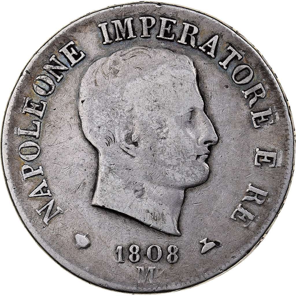 Italien Staaten, KINGDOM OF NAPOLEON, Napoleon I, 5 Lire, 1808, Milan, VF(20-...