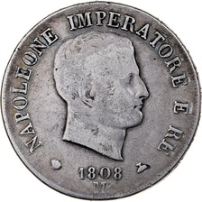 Italien Staaten, KINGDOM OF NAPOLEON, Napoleon I, 5 Lire, 1808, Milan, VF(20-...