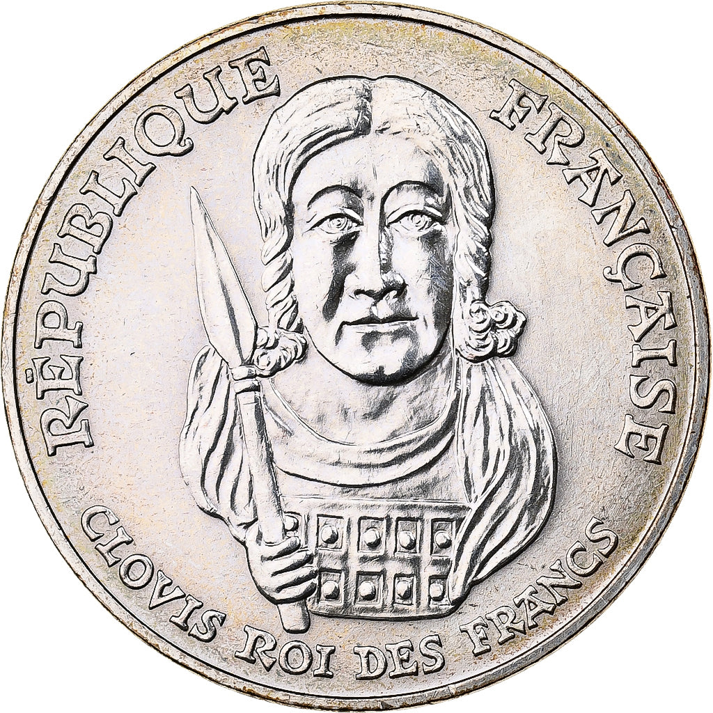 Moeda, França, Clovis, 100 Francs, 1996, Paris, AU(55-58), Prata, KM:1180