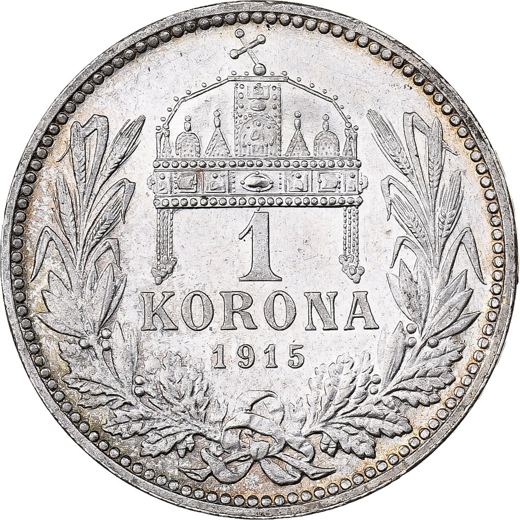 Ungheria, Franz Joseph I, Korona, 1915, Kormoczbanya, SPL, Argento, KM:492