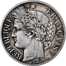 FRANCE, 1 Franc, 1872, Paris, EF(40-45), Silver, Gadoury #465a, 5.00