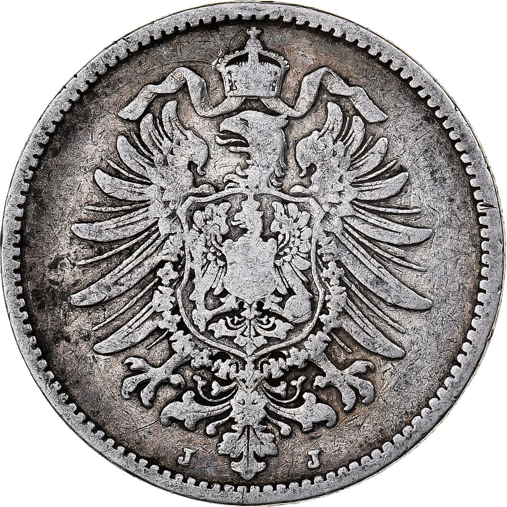 GERMANY - EMPIRE, Mark, 1885, Hambourg, KM #7, EF(40-45), Silver, 24, 5.42