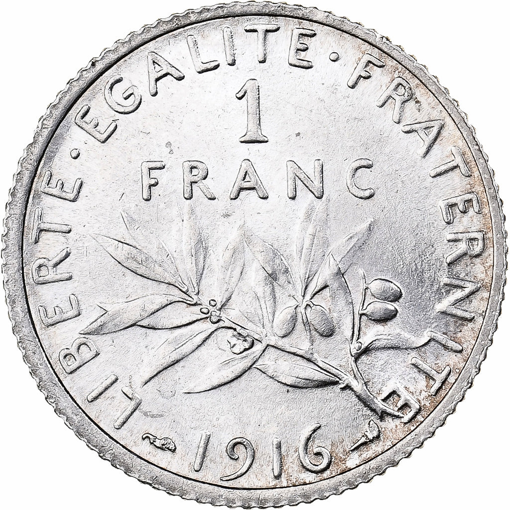 Coin, France, Semeuse, Franc, 1916, Paris, MS(60-62), Silver, KM:844.1