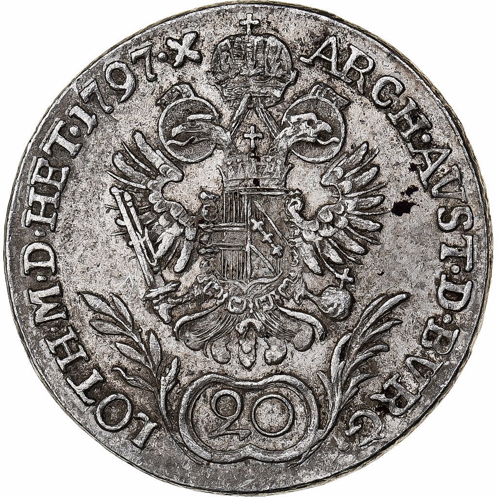 Áustria, 20 Kreuzer, 1797, Prata, EF(40-45)