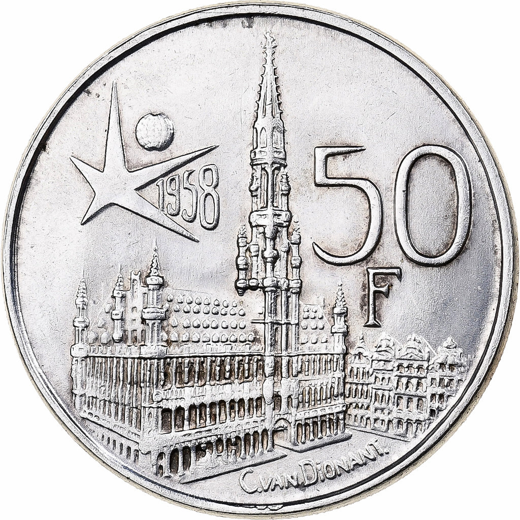 Monnaie, Belgique, Baudouin I, Brussels World Fair, 50 Francs, 1958, Bruxelles