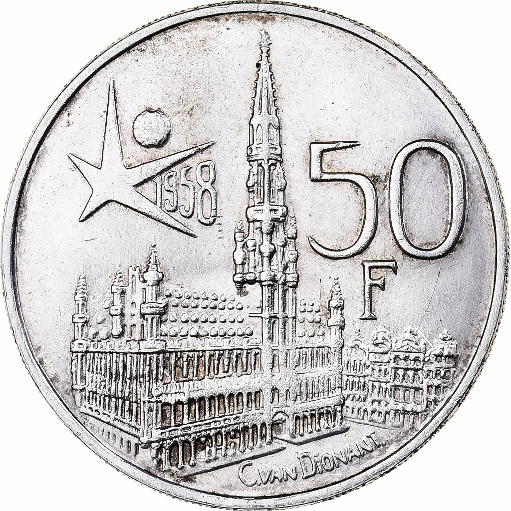 Monnaie, Belgique, Baudouin I, Brussels World Fair, 50 Francs, 1958, Bruxelles
