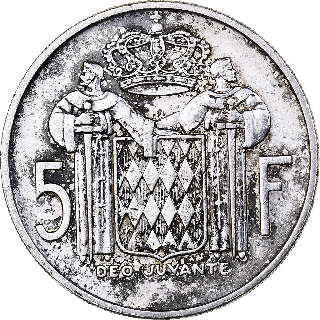Monaco, Rainier III, 5 Francs, 1960, Paris, Srebro, AU(50-53), Gadoury:MC152.5