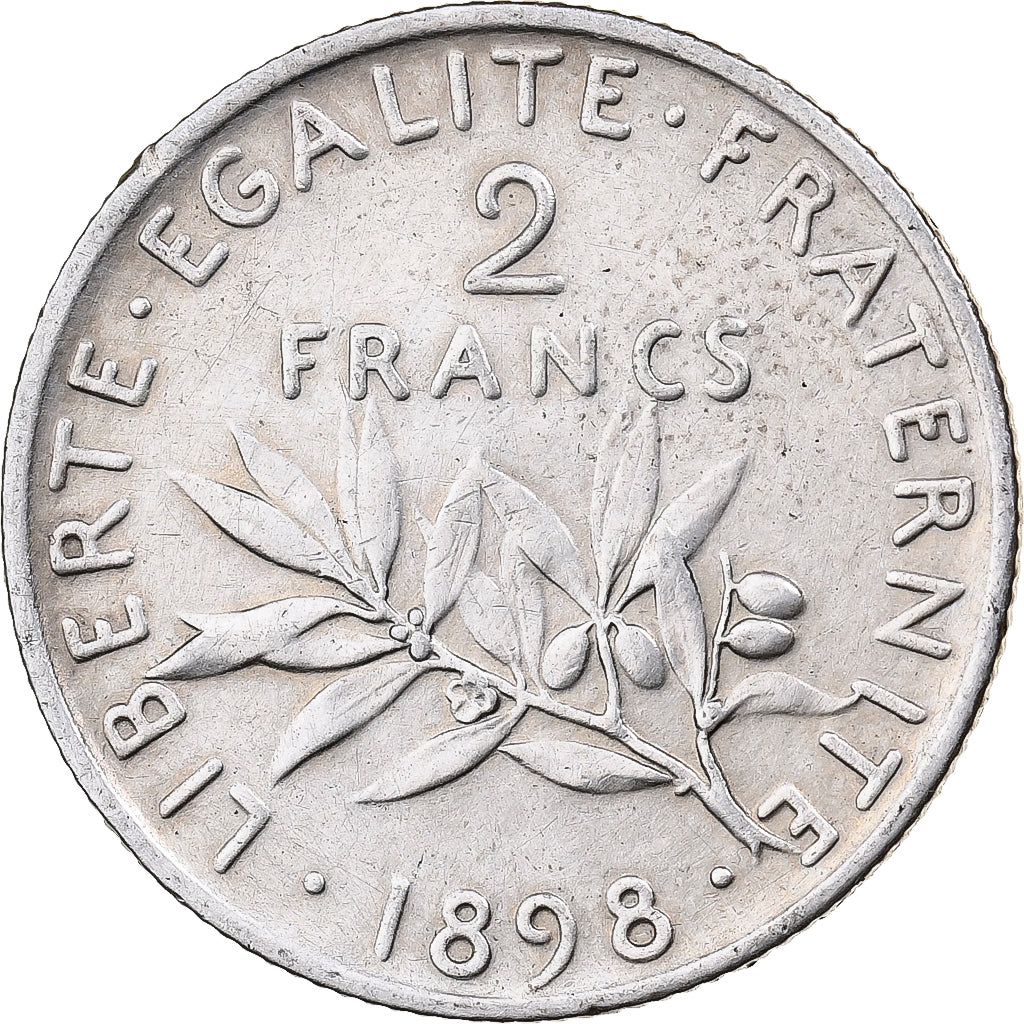 Coin, France, Semeuse, 2 Francs, 1898, Paris, AU(50-53), Silver, KM:845.1