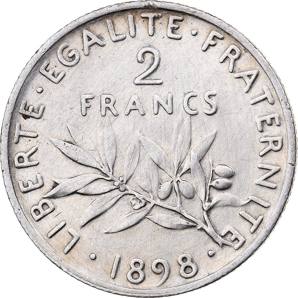 Moneta, Francia, Semeuse, 2 Francs, 1898, Paris, BB+, Argento, KM:845.1