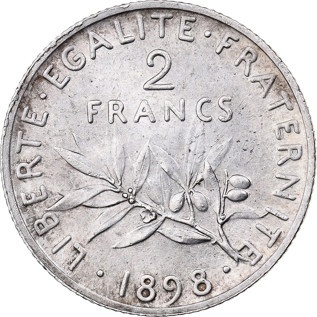Moneta, Francia, Semeuse, 2 Francs, 1898, Paris, BB+, Argento, KM:845.1