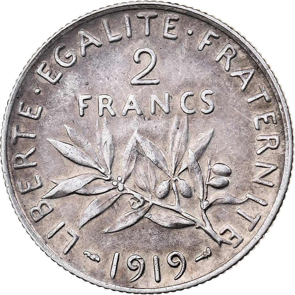 Coin, France, Semeuse, 2 Francs, 1919, Paris, AU(50-53), Silver, KM:845.1