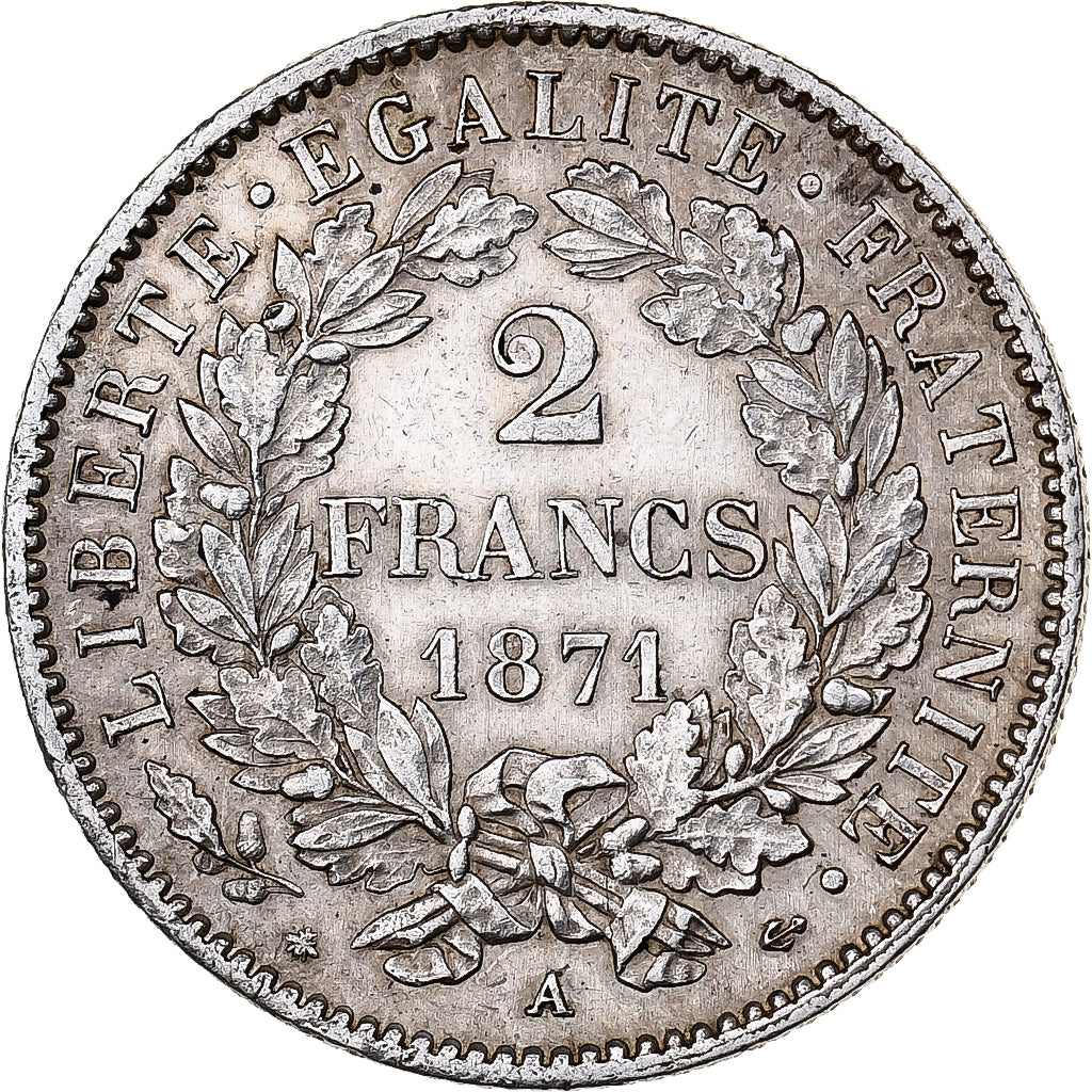 Monnaie, France, Cérès, 2 Francs, 1871, Paris, TTB+, Argent, Gadoury:530