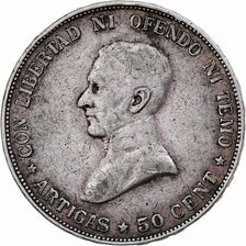 Moneta, Uruguay, 50 Centesimos, 1917, BB, Argento, KM:22
