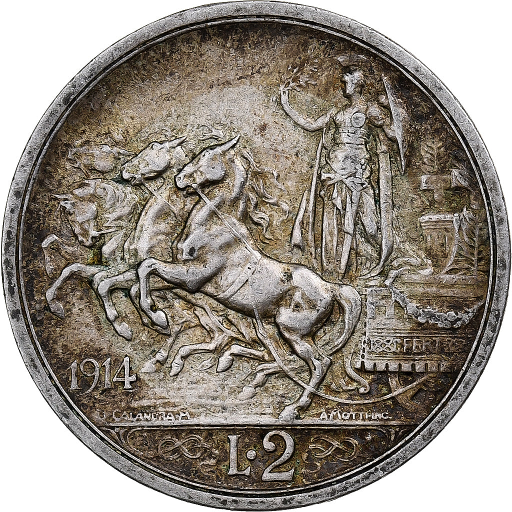 Italy, Vittorio Emanuele III, 2 Lire, 1914, Rome, Silver, EF(40-45), KM:55