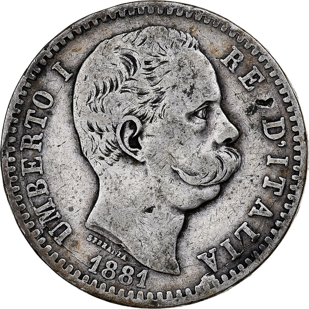 Coin, Italy, Umberto I, 2 Lire, 1881, Rome, VF(30-35), Silver, KM:23