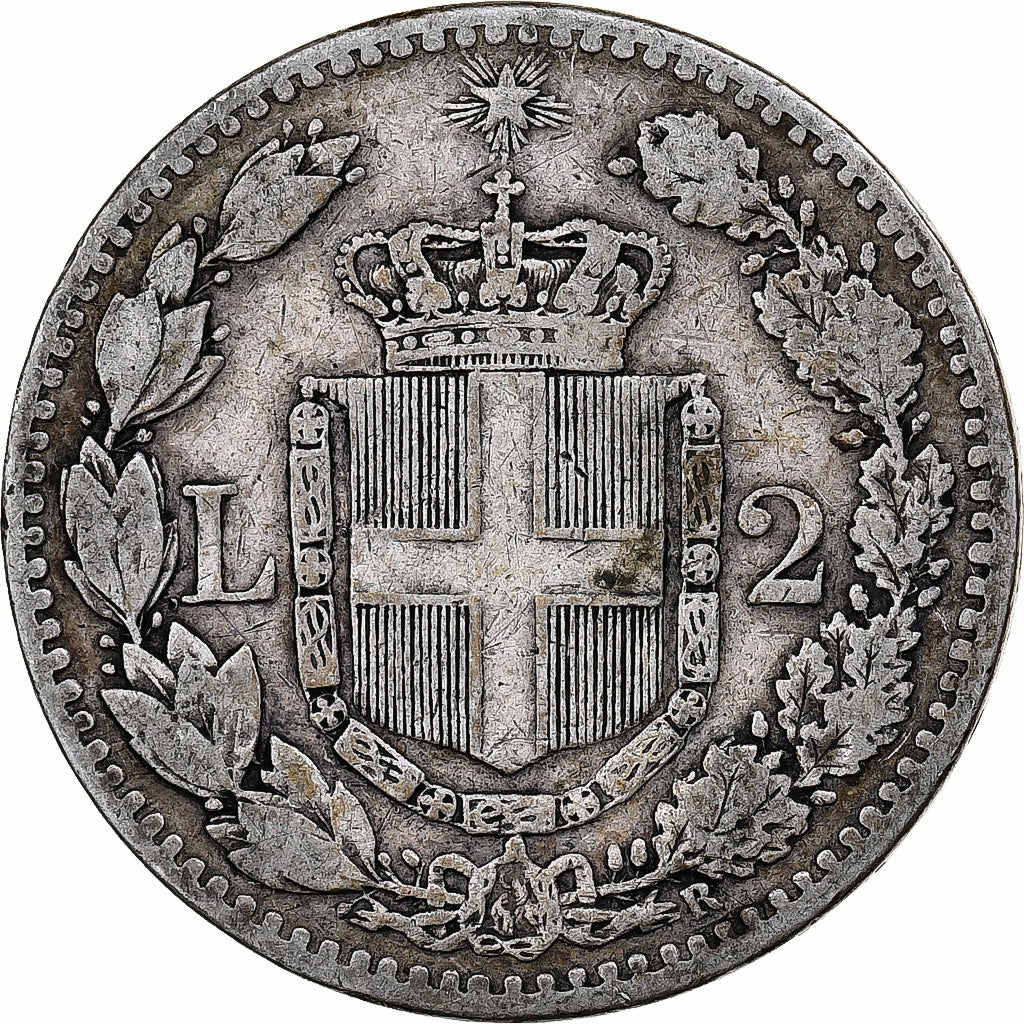 Coin, Italy, Umberto I, 2 Lire, 1881, Rome, VF(30-35), Silver, KM:23