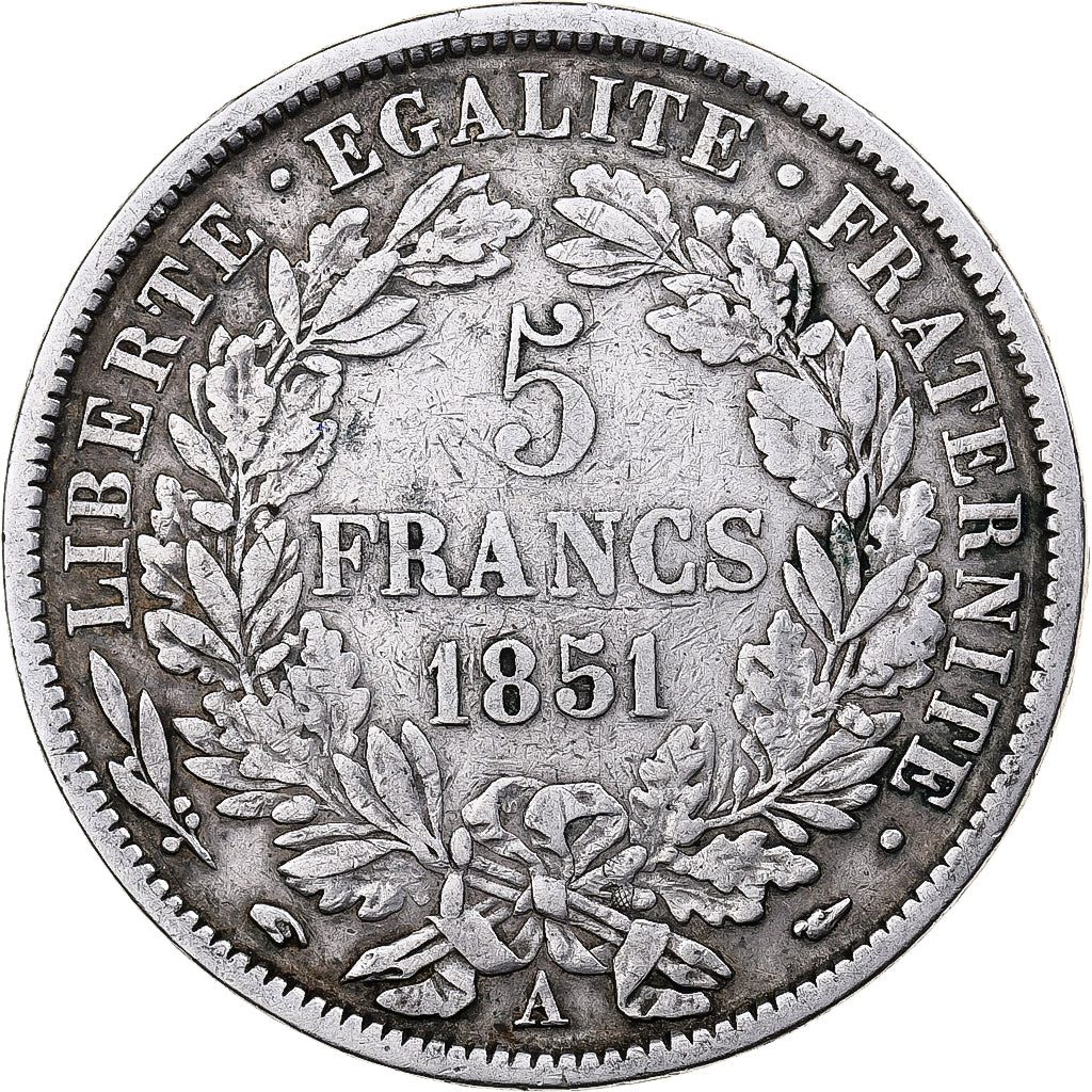Coin, France, Cérès, 5 Francs, 1851, Paris, VF(30-35), Silver, KM:761.1