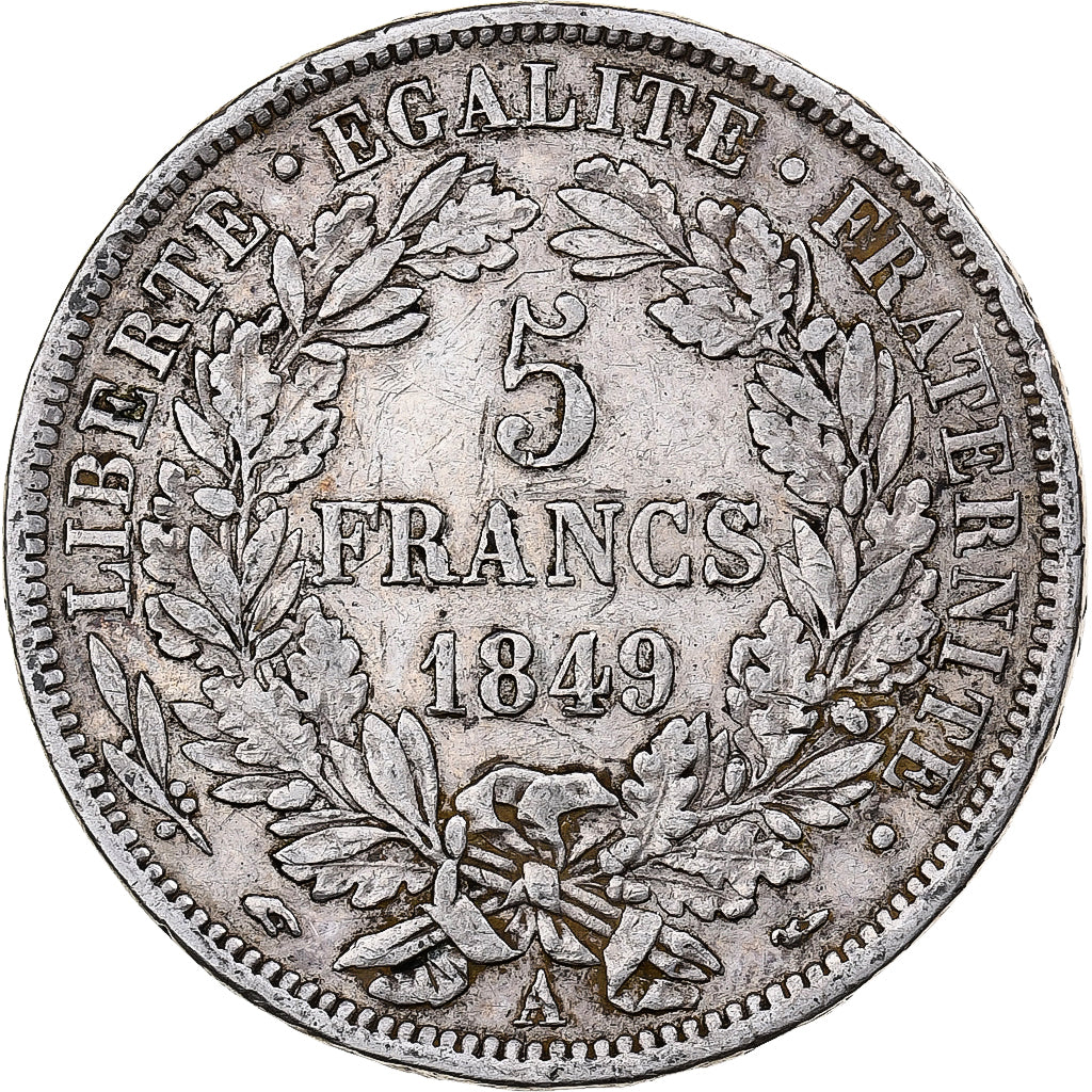 France, Cérès, 5 Francs, 1849, Paris, VF(30-35), Silver, KM:761.1, Gadoury:719